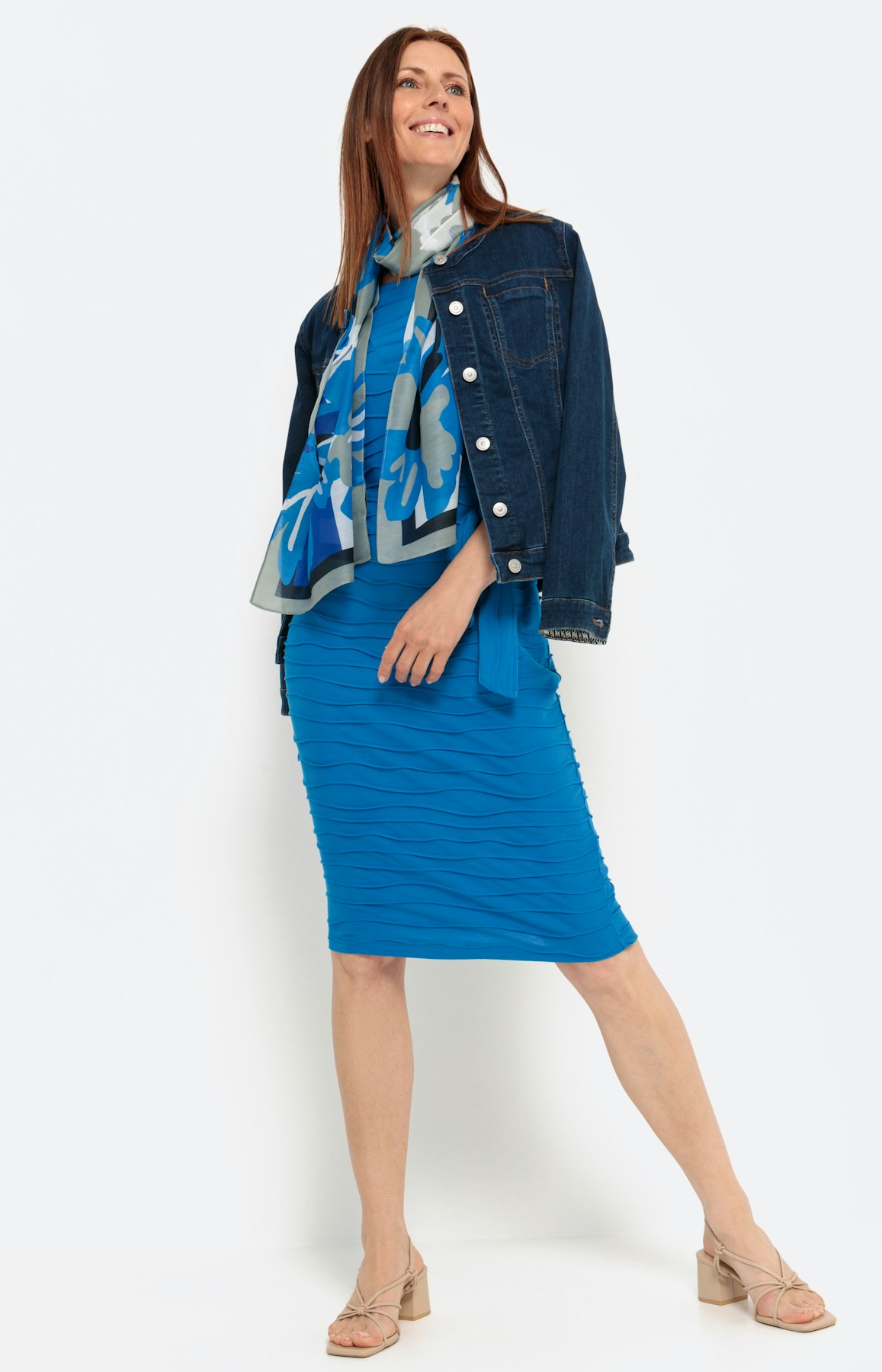 Jersey jurk in wikkel-look, aqua