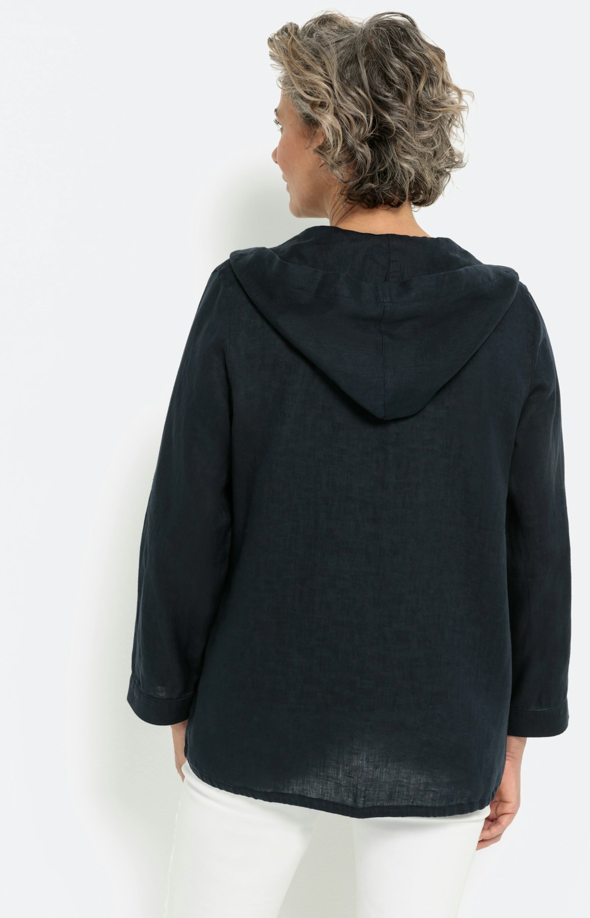 blouse jasje van linnen, navy