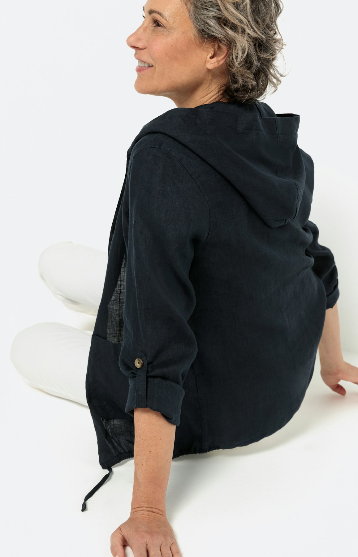 blouse jasje van linnen, navy