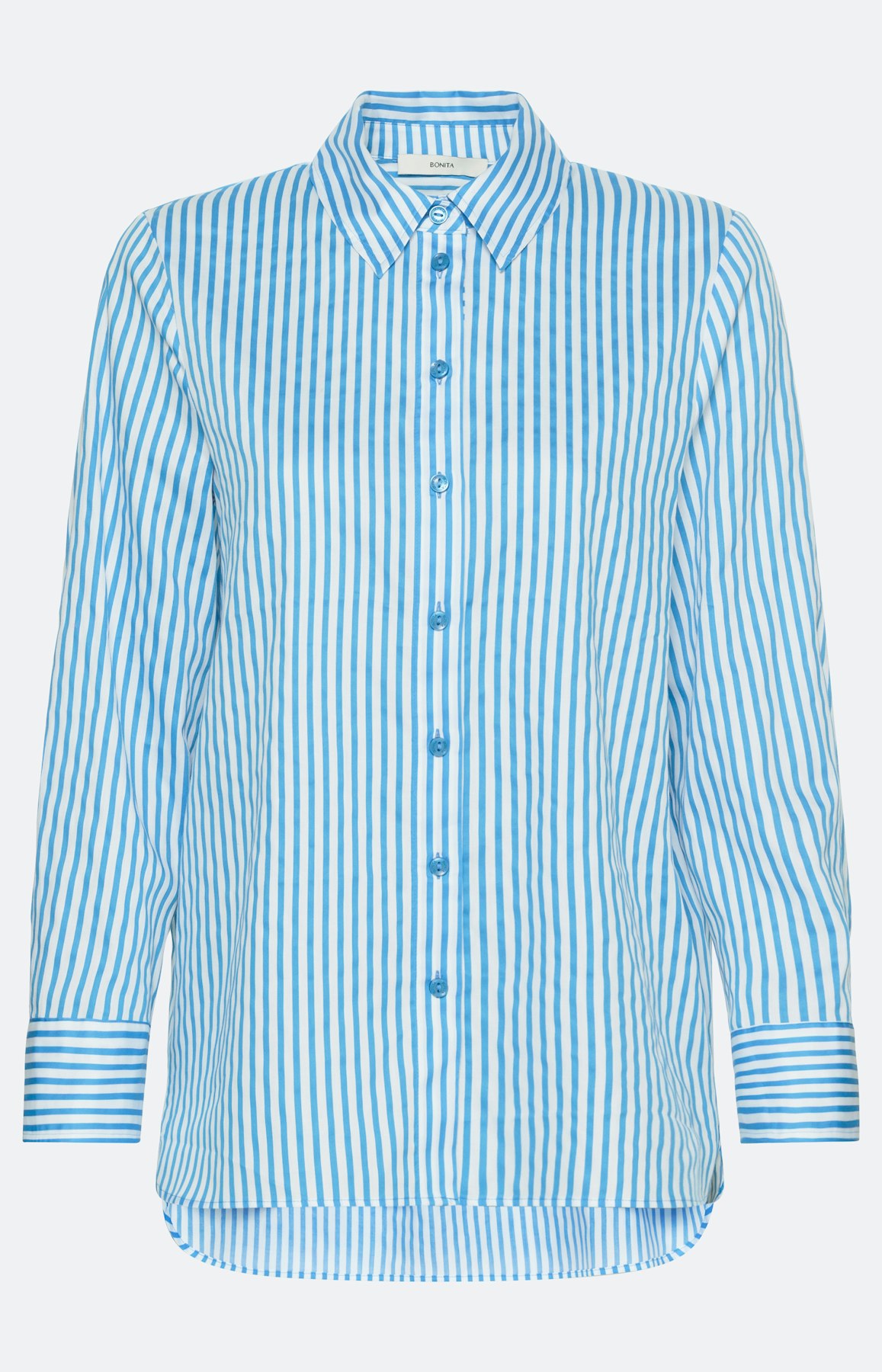 Overhemdblouse met streepen, turquoise