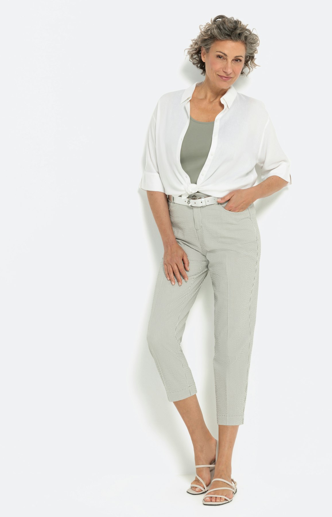 Hemdbluse im Leinen-Mix, weiß