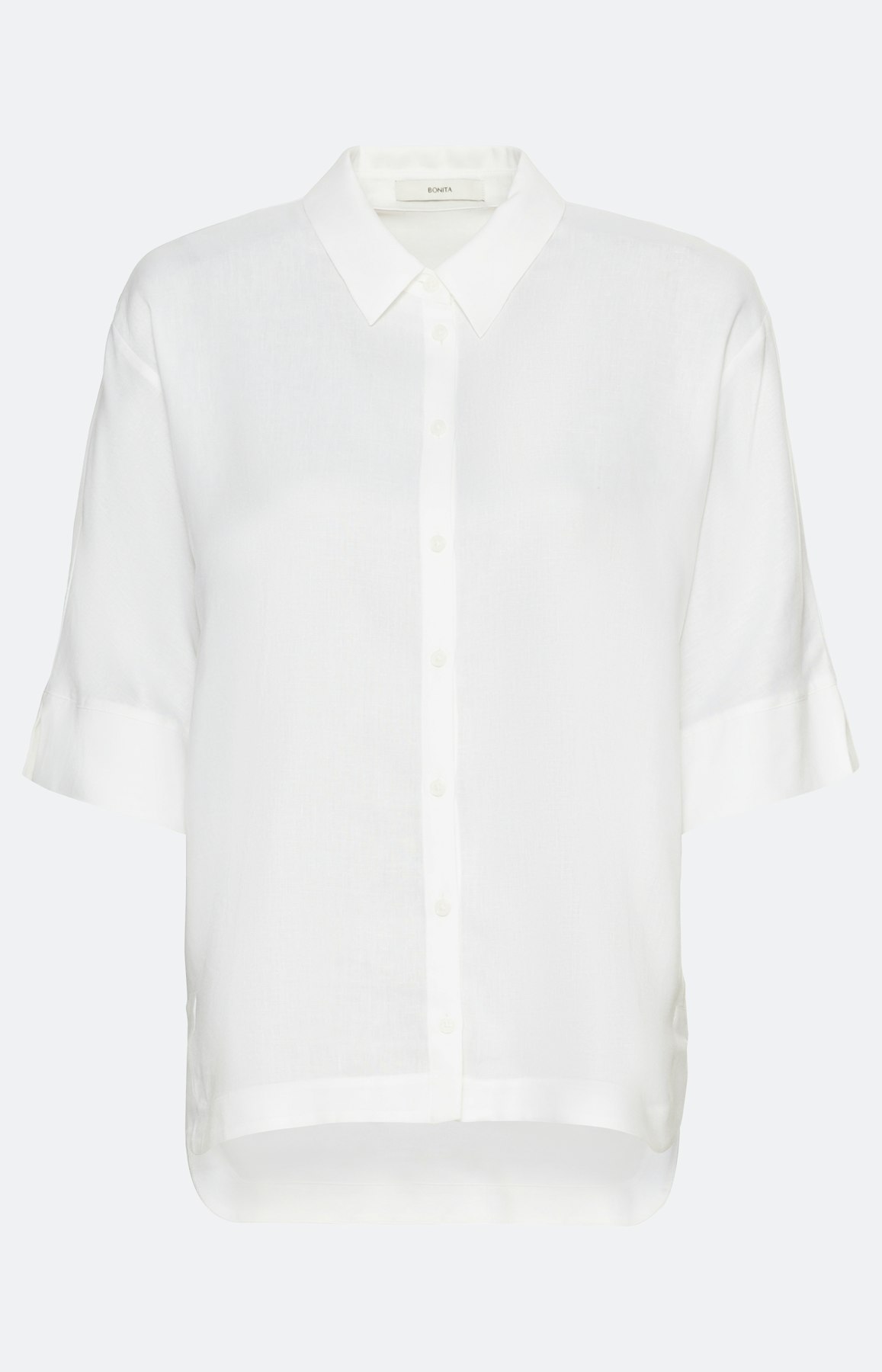 Hemdbluse im Leinen-Mix, weiß