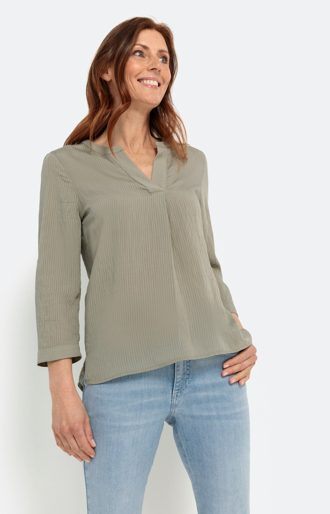 Bluse mit 3/4-Arm und Streifenstruktur
