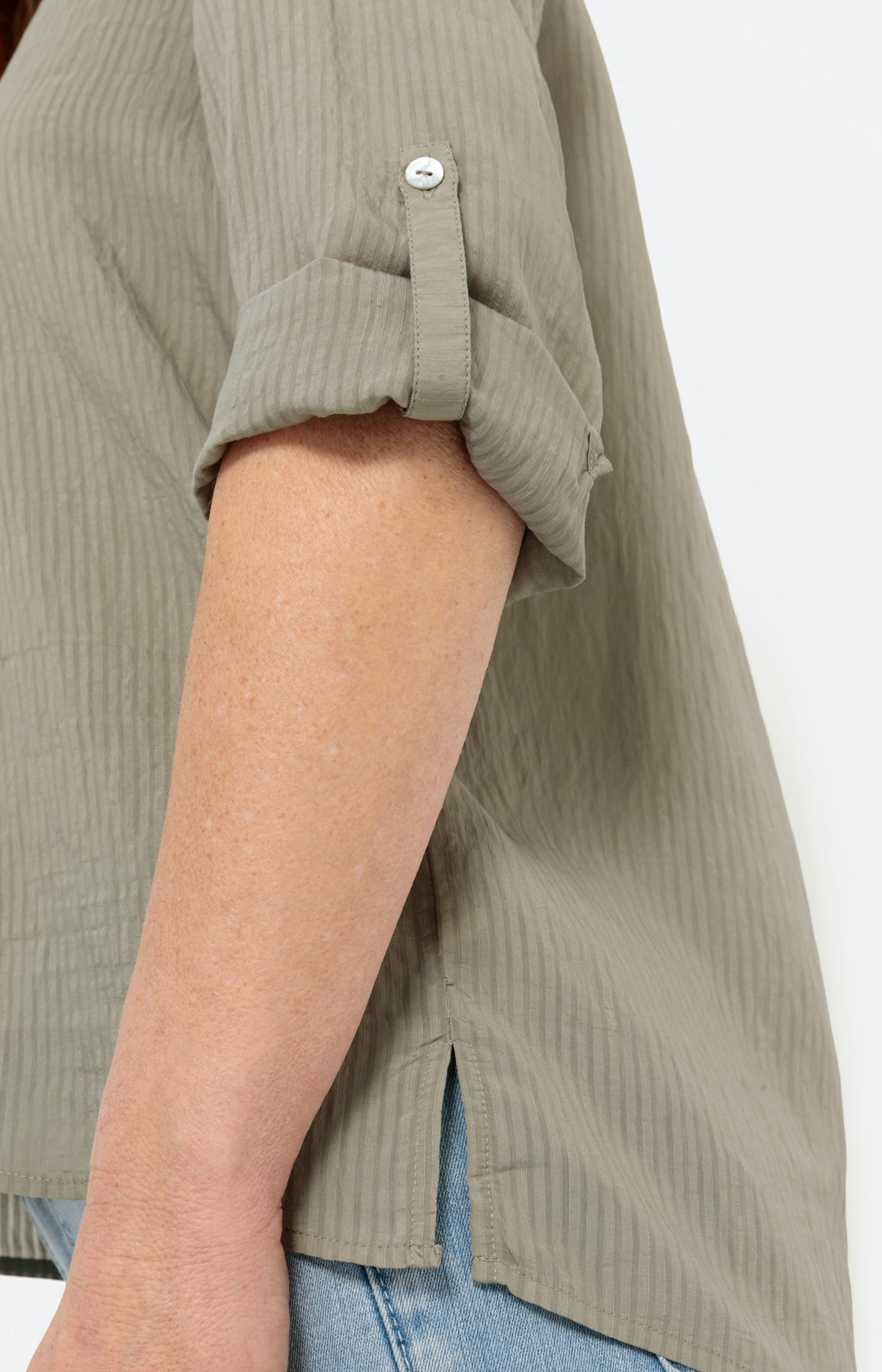 Bluse mit 3/4-Arm und Streifenstruktur