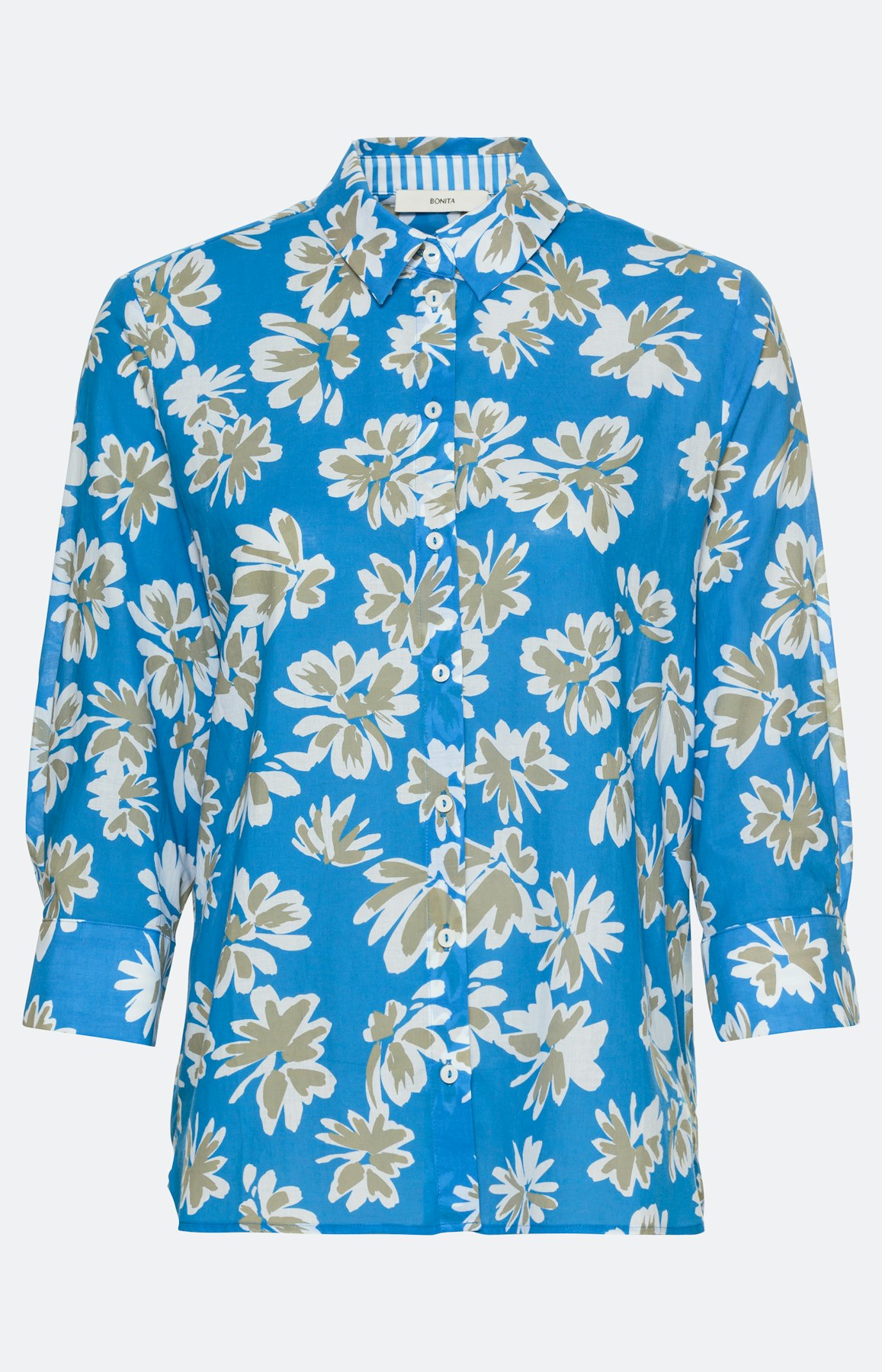 Blouse met bloemenprint, turquoise