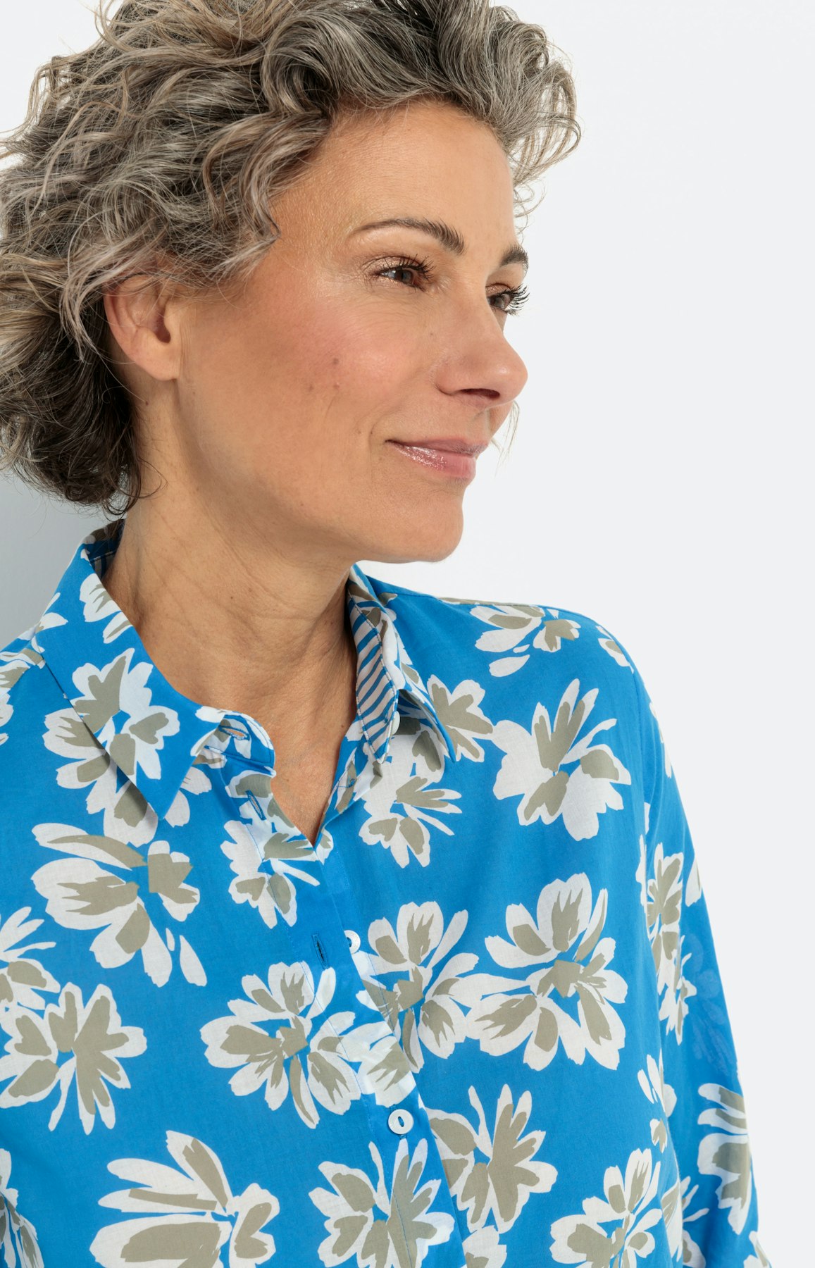 Blouse met bloemenprint, turquoise