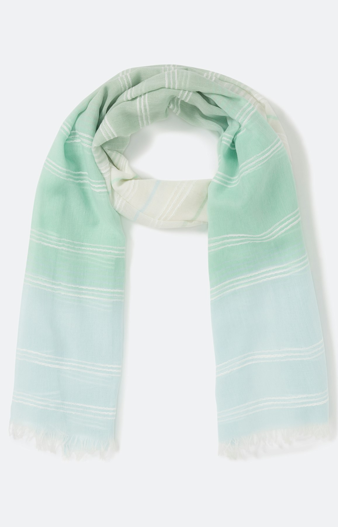 Schal mit Streifen, maigrün / bleu
