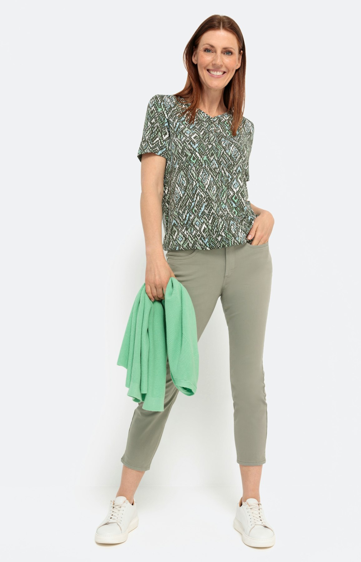 Smalle 7/8 stretch jeans, khaki