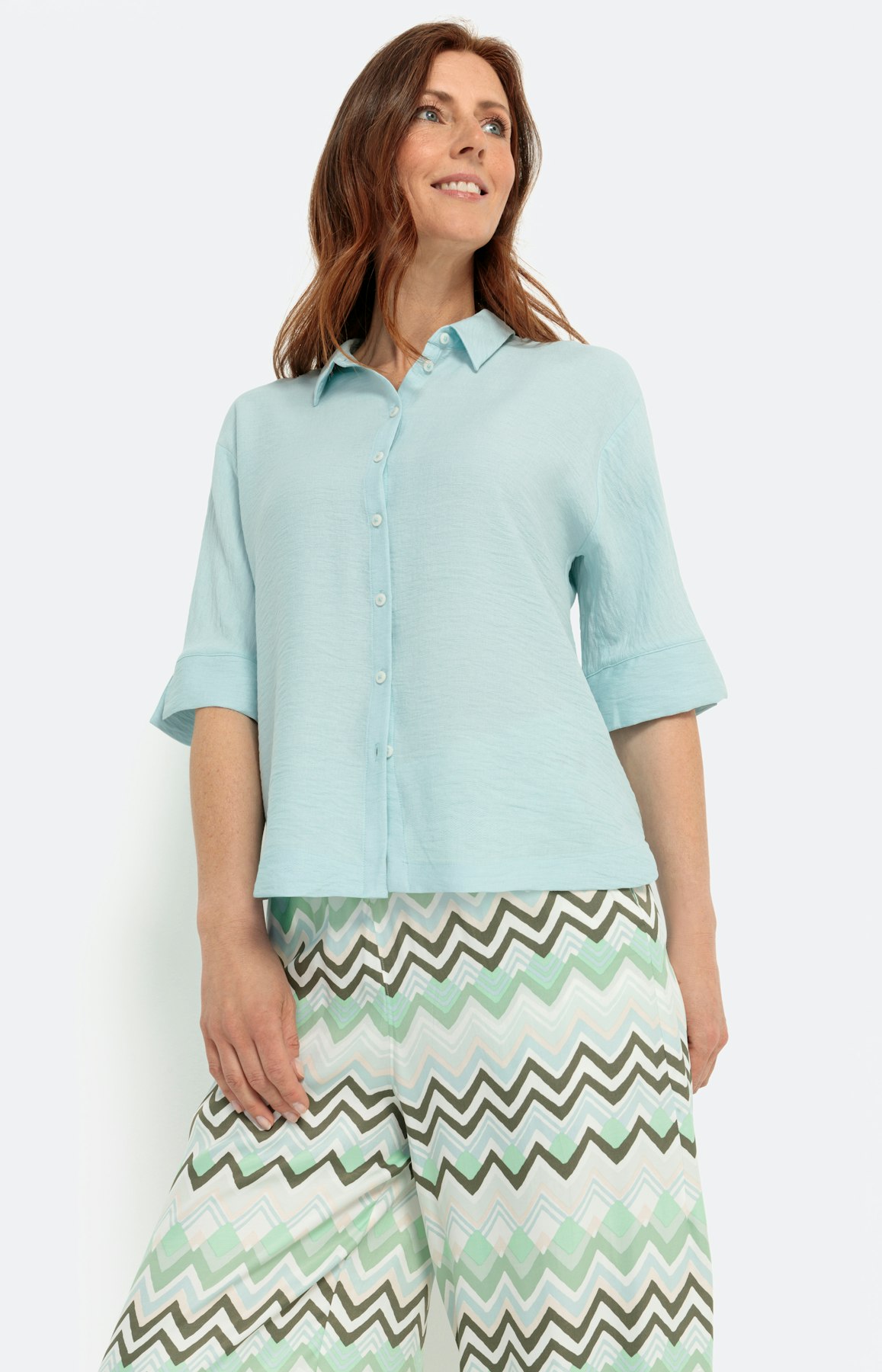 Hemdbluse mit 1/2 Arm, bleu