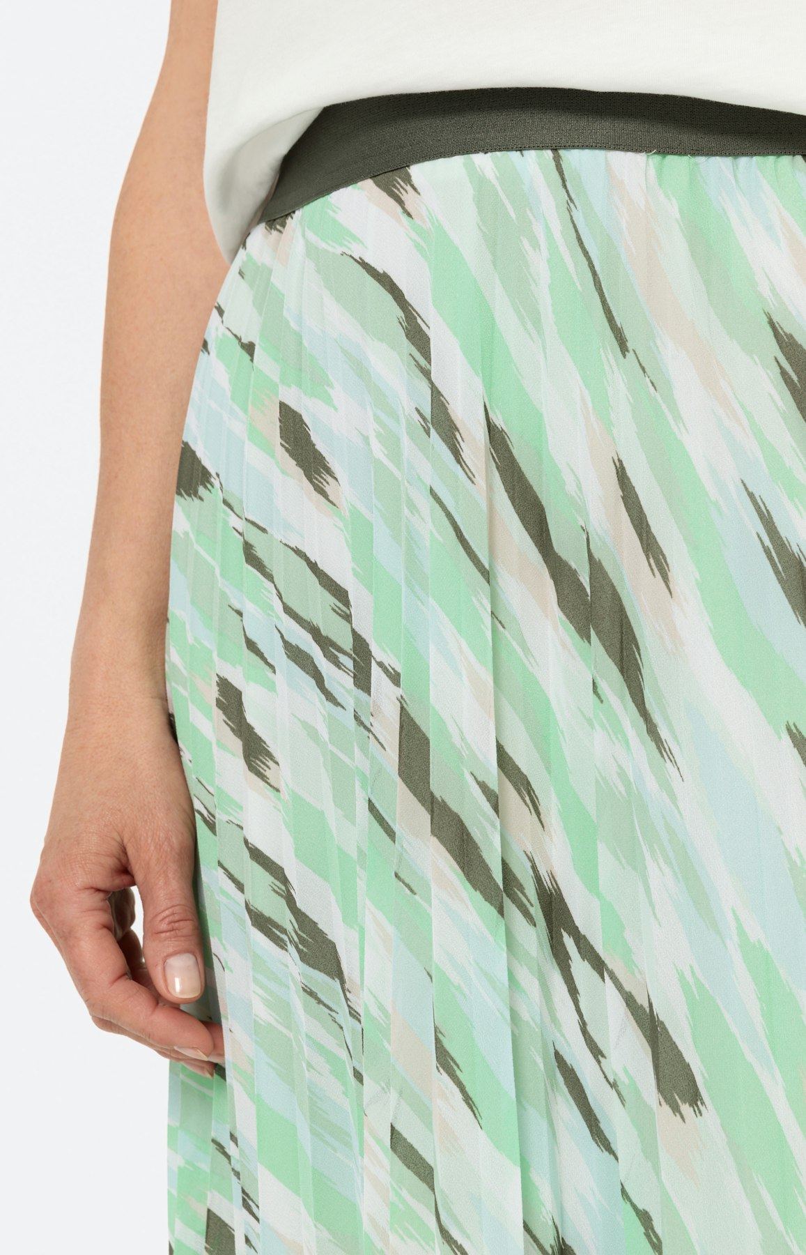 Lange plissé rok, groen