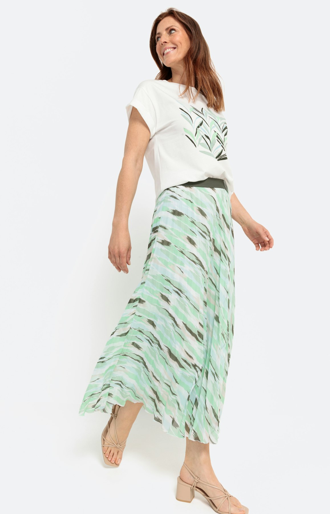 Lange plissé rok, groen