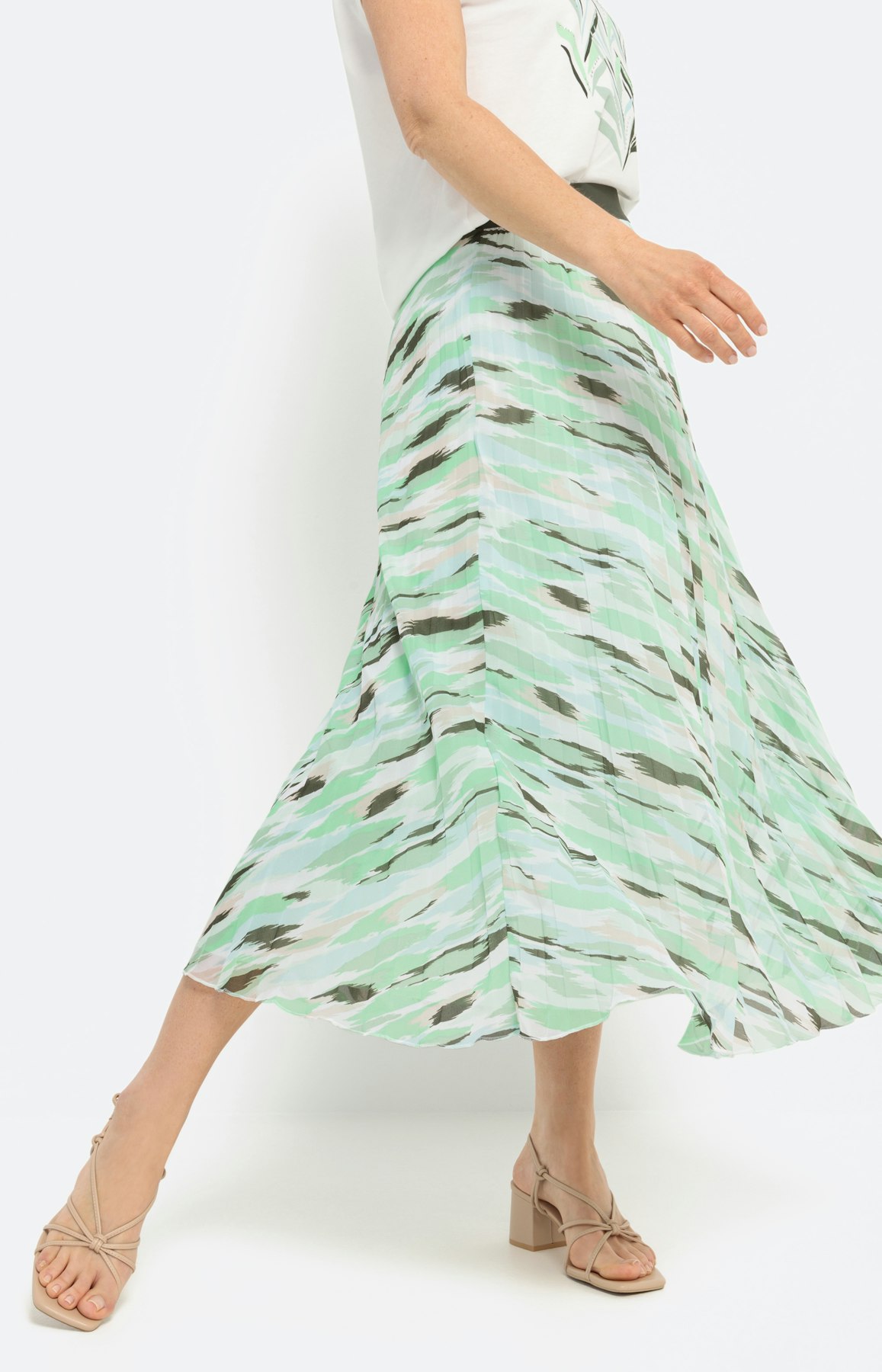 Lange plissé rok, groen