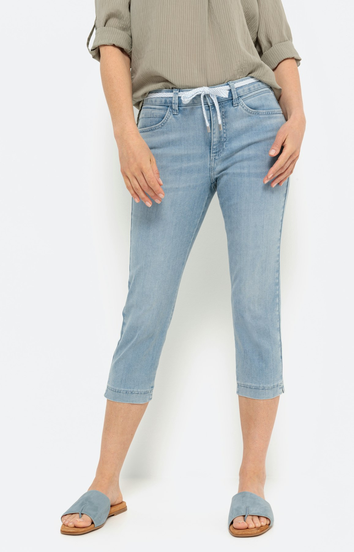 Capri-jeans, bleached denim