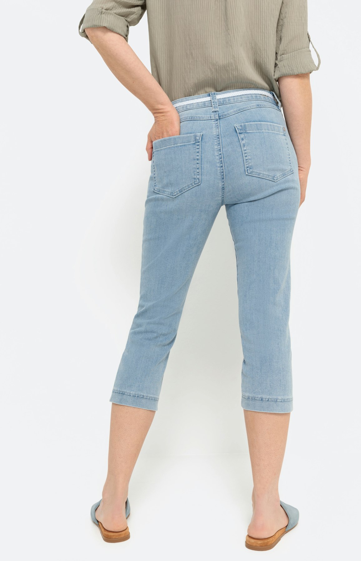 Capri-jeans, bleached denim