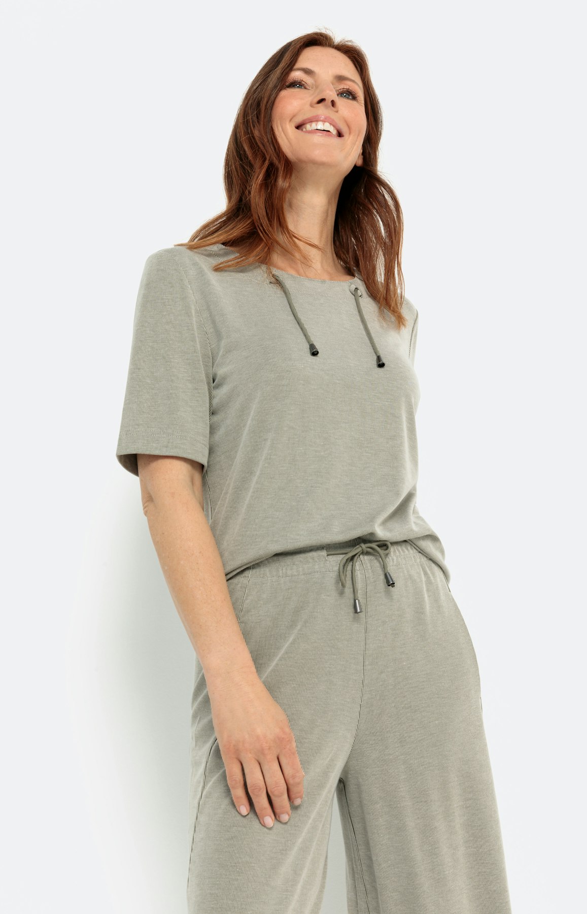 Sweatshirt met korte mouwen en koord