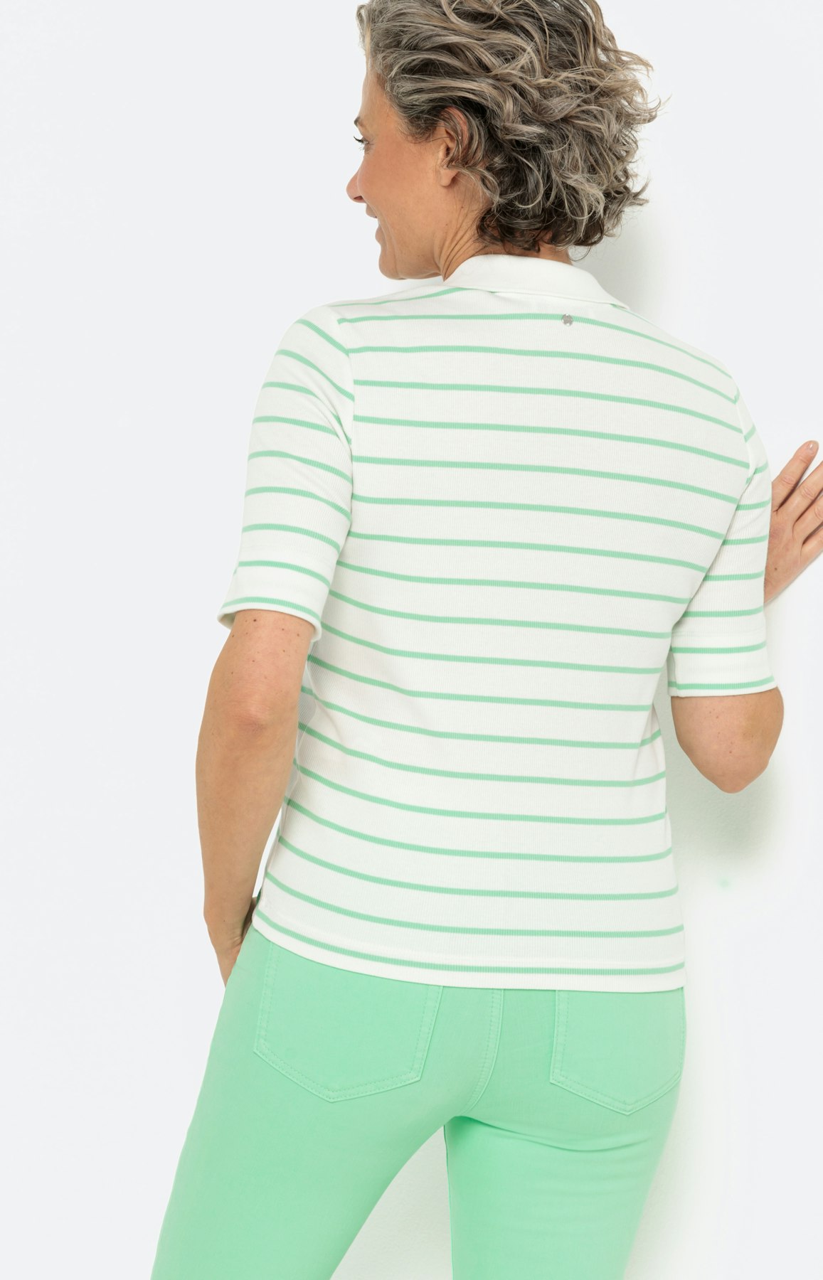 Gestreept poloshirt , mai groen- wit