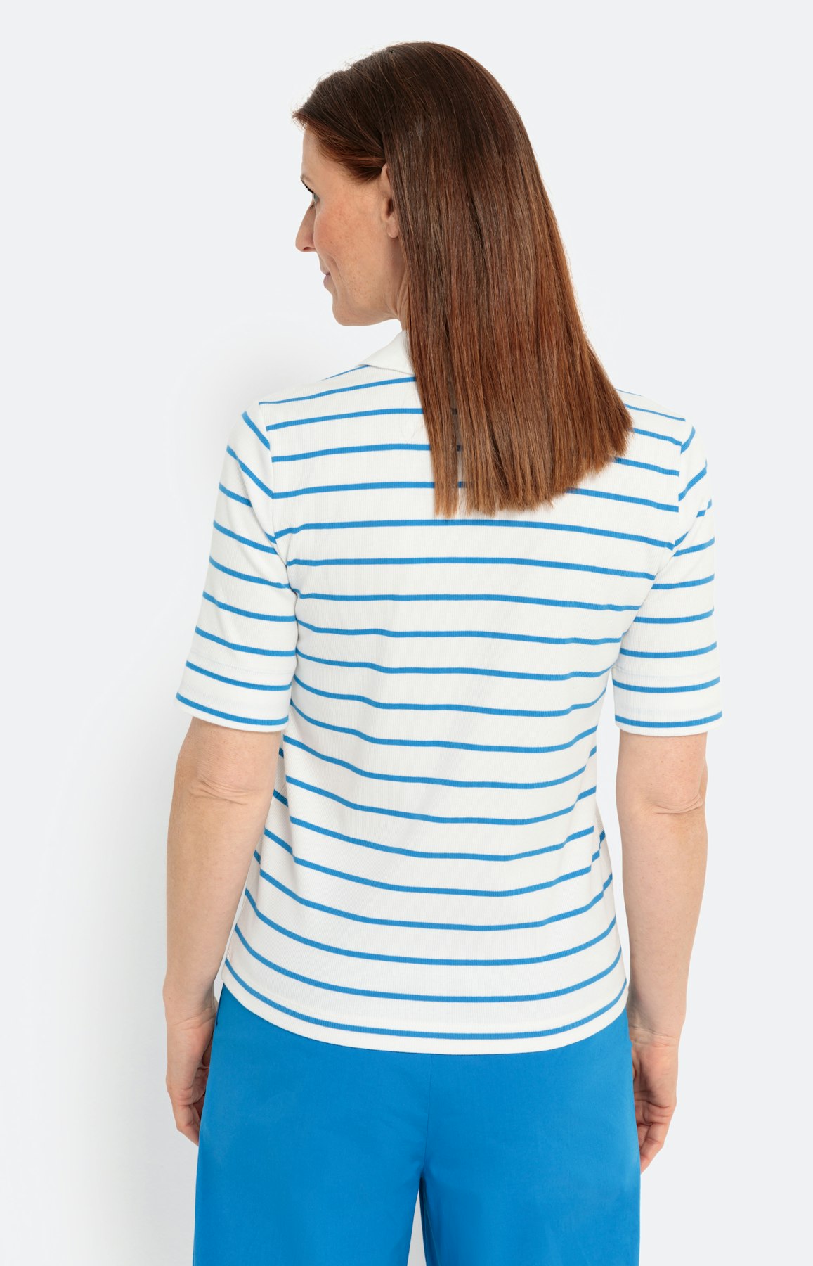 Gestreeptes poloshirt, blauw - wit