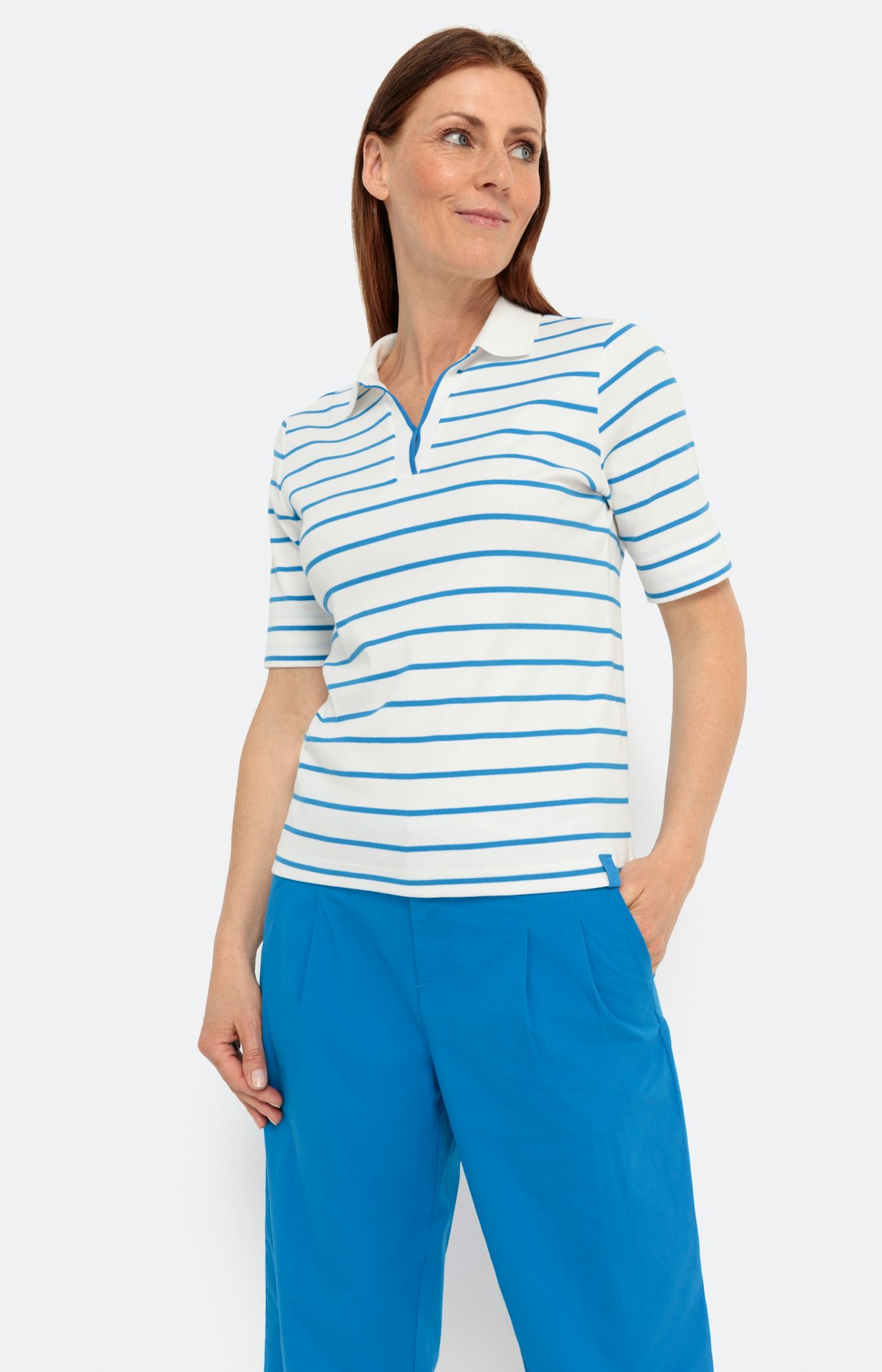 Gestreeptes poloshirt, blauw - wit