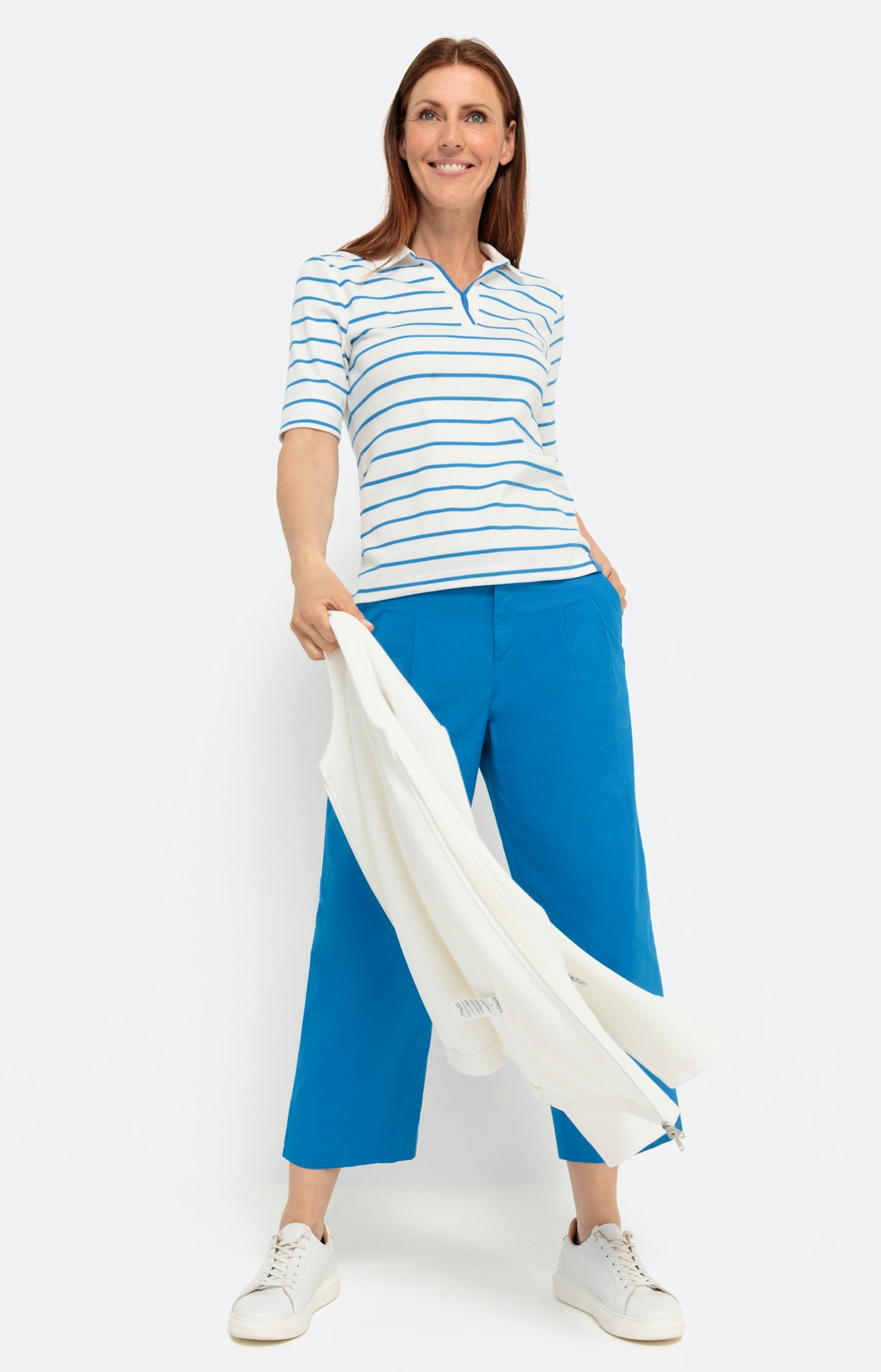 Gestreeptes poloshirt, blauw - wit