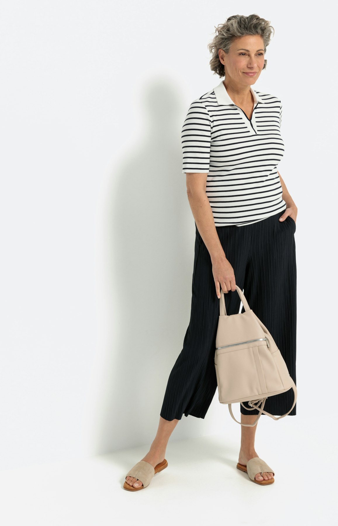 Gestreeptes poloshirt, navy - wit