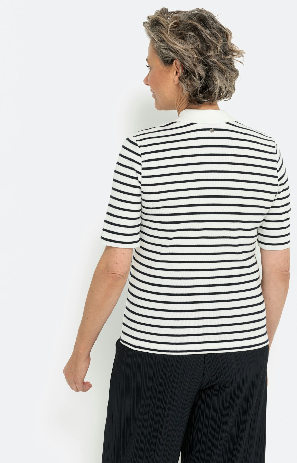 Gestreeptes poloshirt, navy - wit