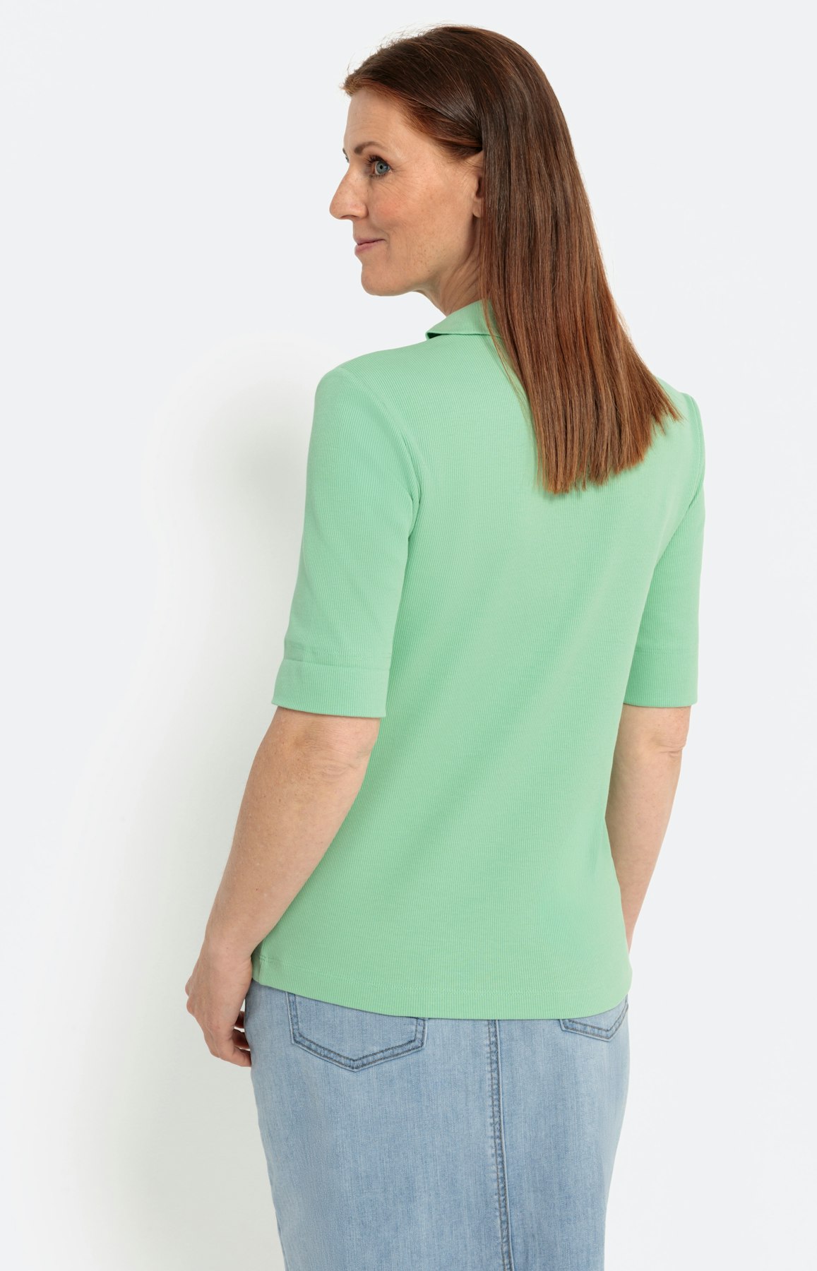 Poloshirt mit V-Ausschnitt, maigrün