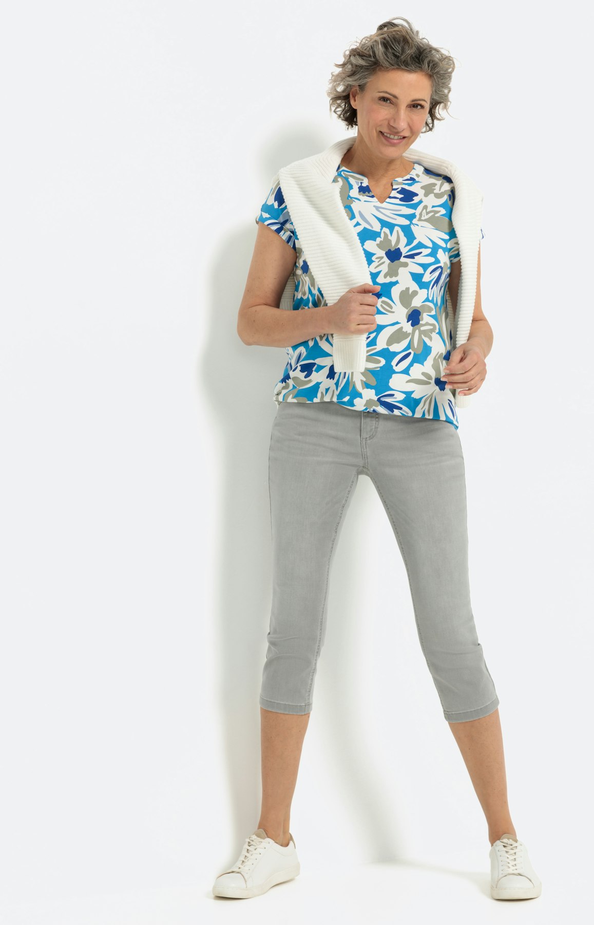 Capribroek van denim, grijs