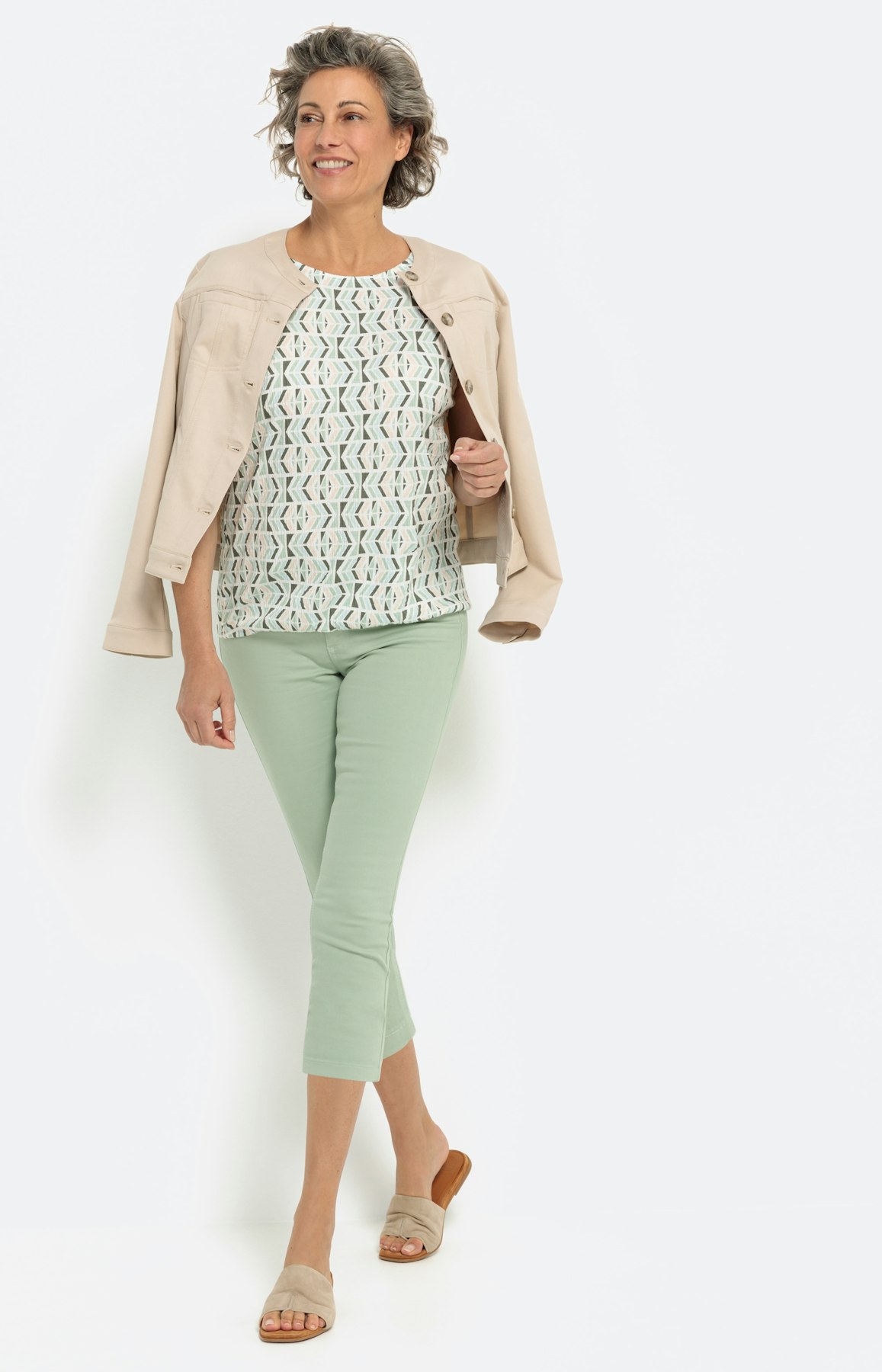Caprihose, Stretch-Denim, mint