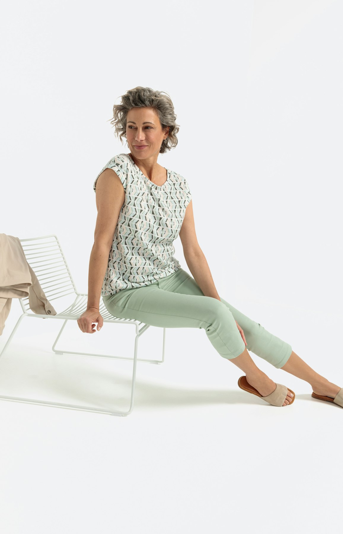 Caprihose, Stretch-Denim, mint