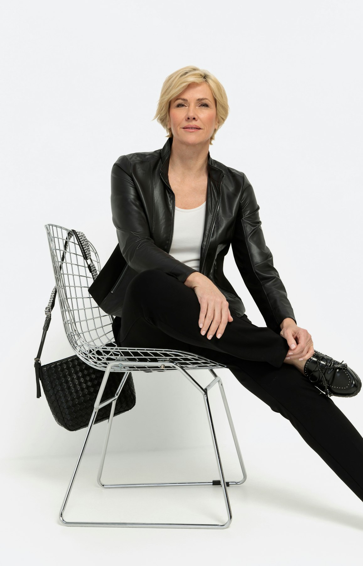 Jersey cigarette broek, zwart