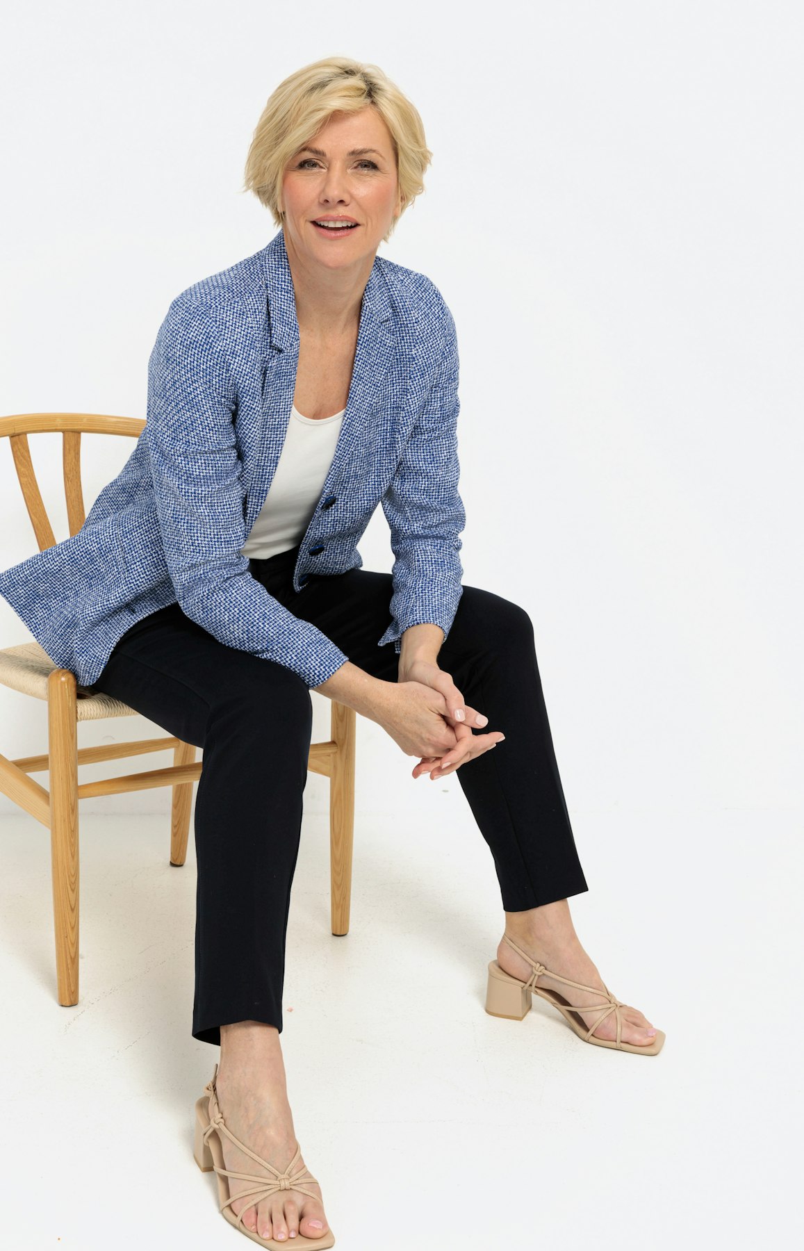 Jersey cigarette broek, navy