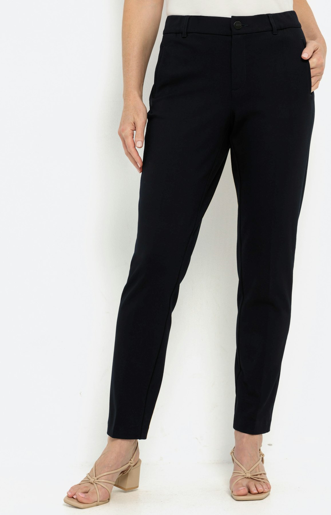Jersey cigarette broek, navy