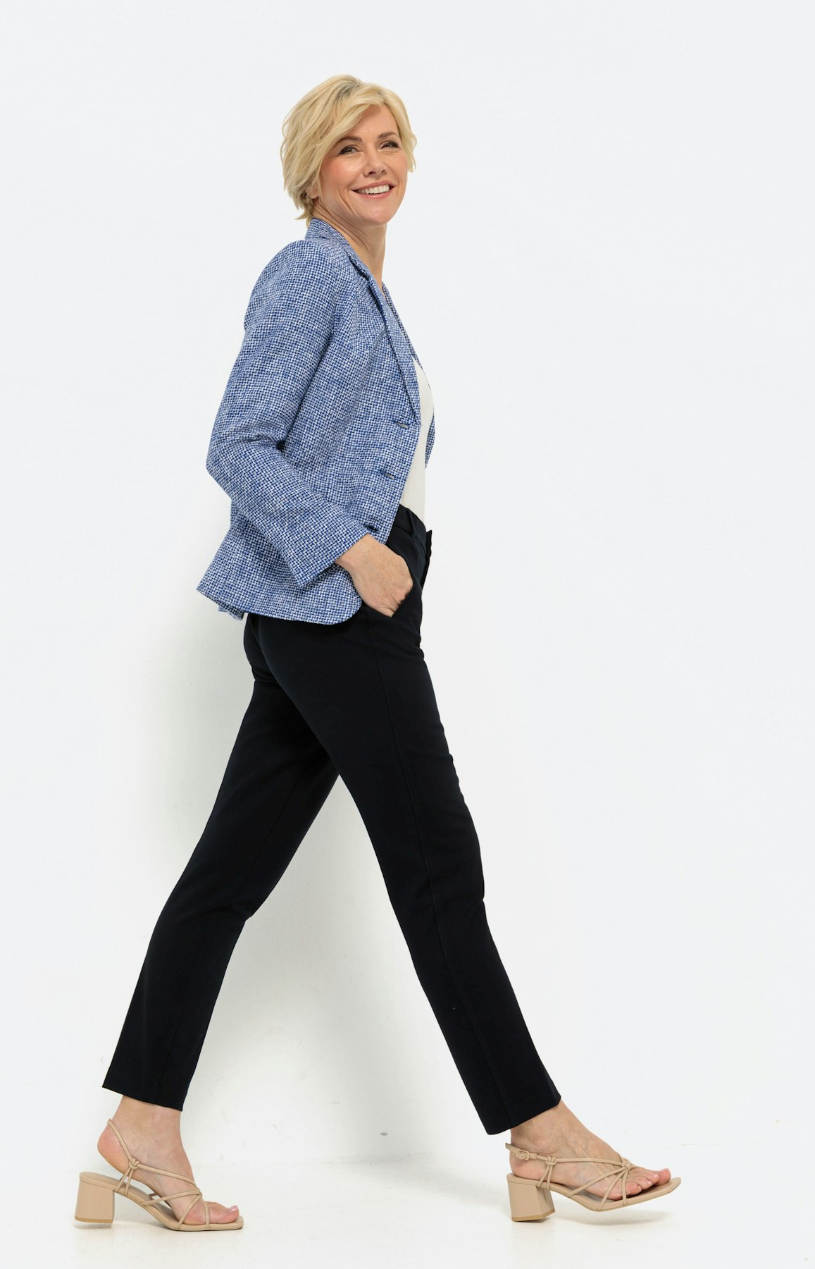 Jersey cigarette broek, navy