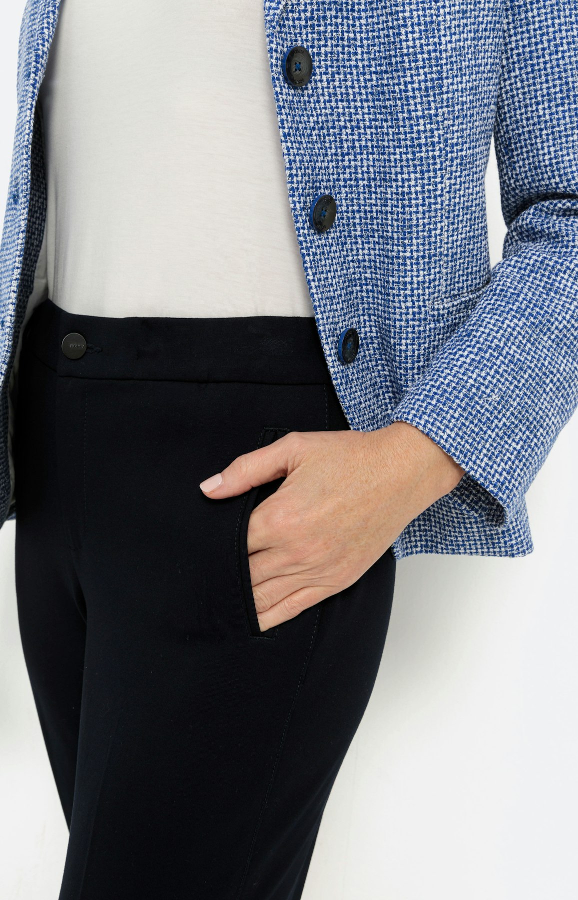 Jersey cigarette broek, navy