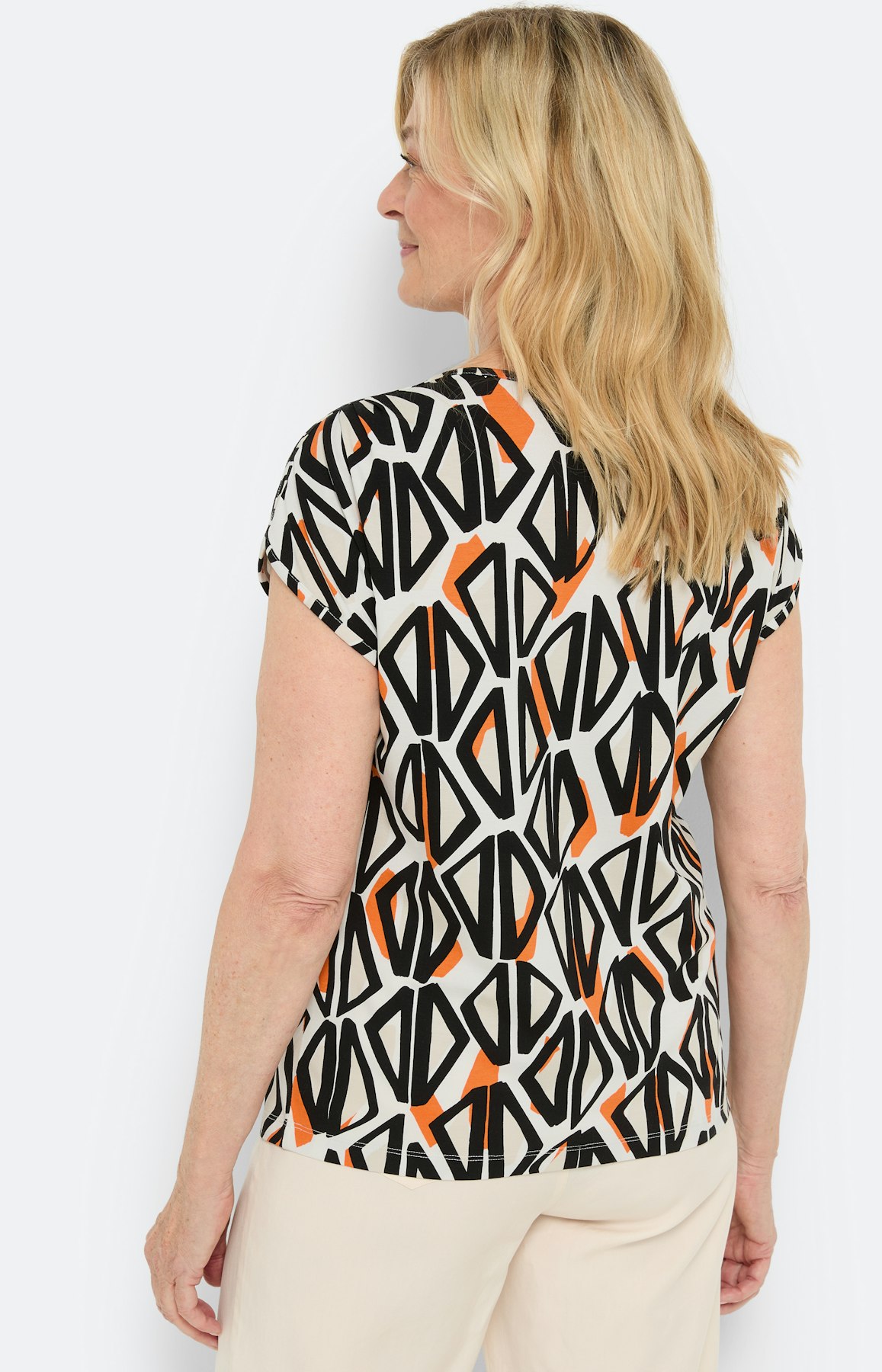 Viscose t-shirt met dessin, zwart wit