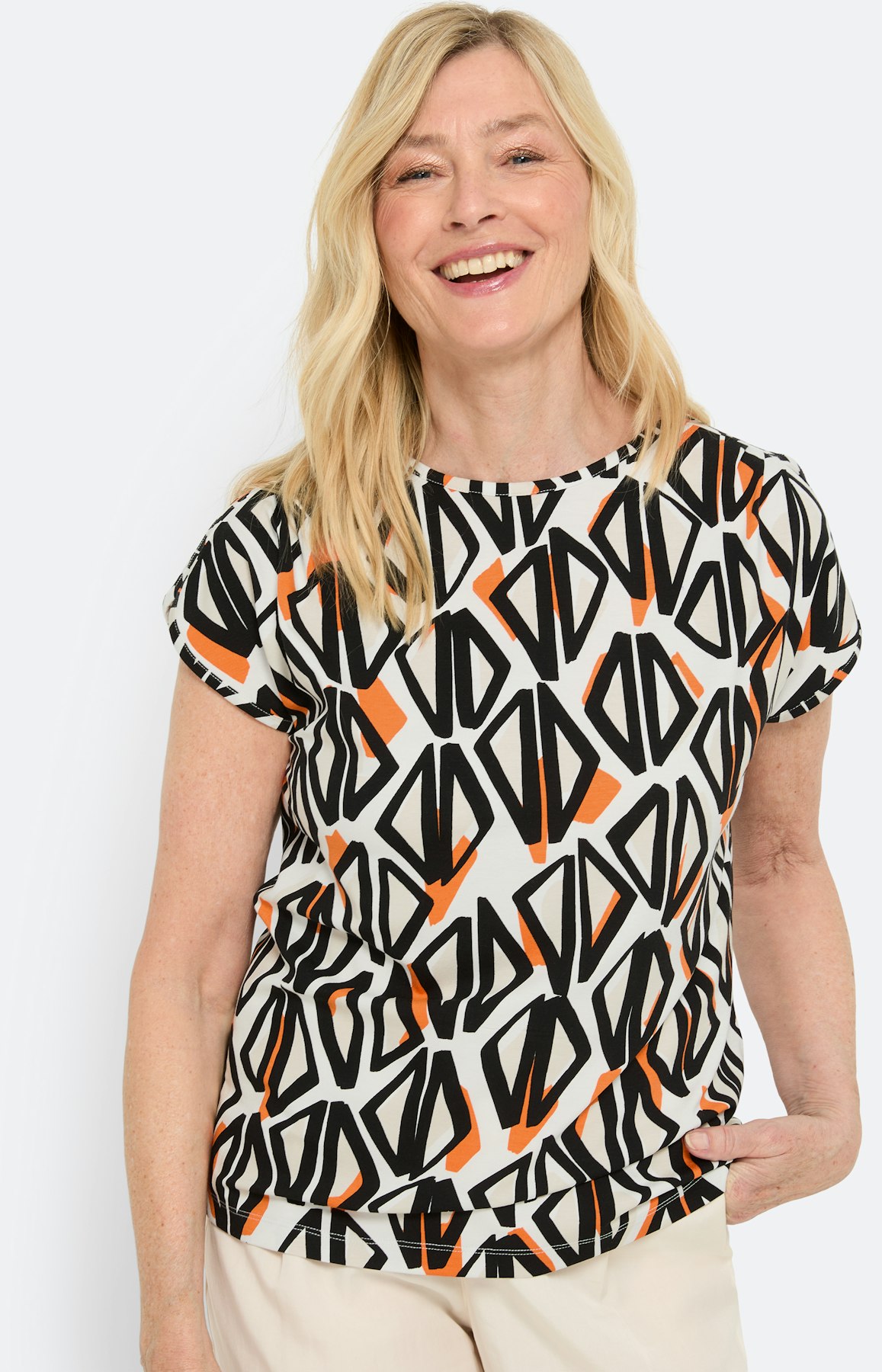 Viscose t-shirt met dessin, zwart wit