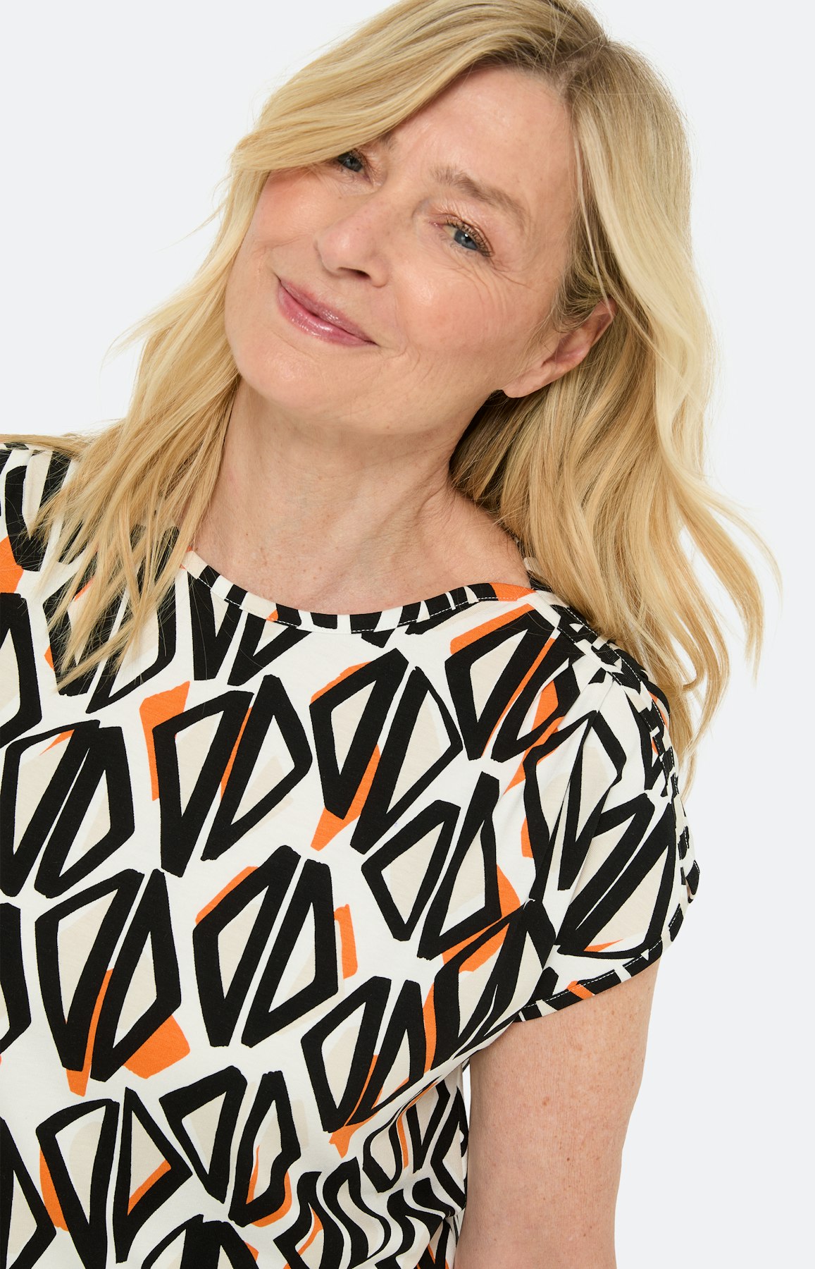 Viscose t-shirt met dessin, zwart wit