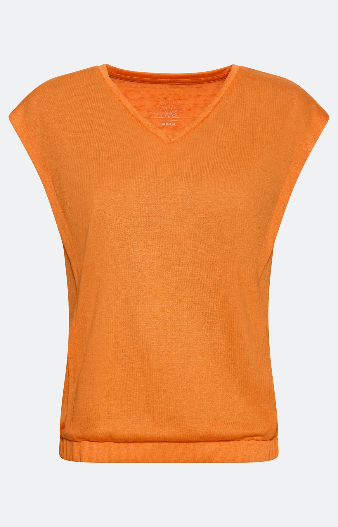 Uni T-shirt met een V-hals, oranje