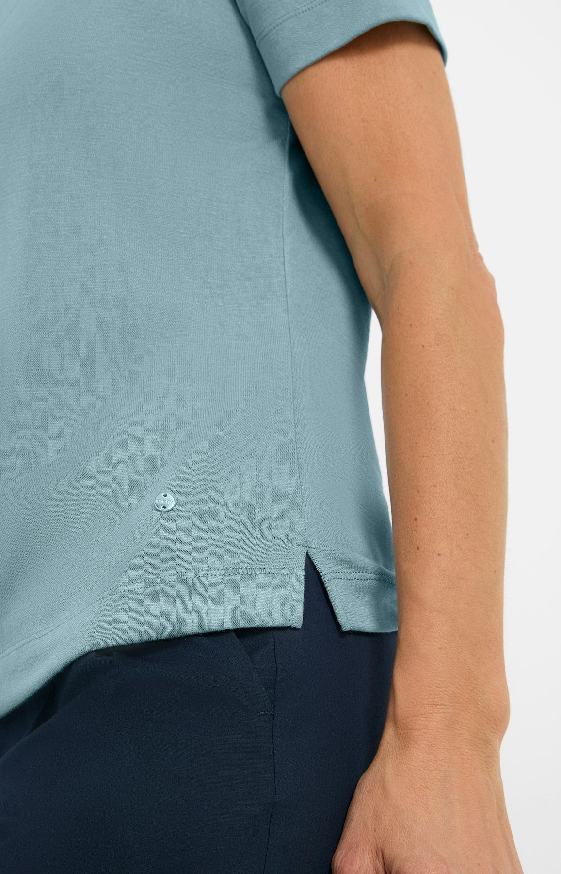 T-shirt van linnen-optiek, turquoise