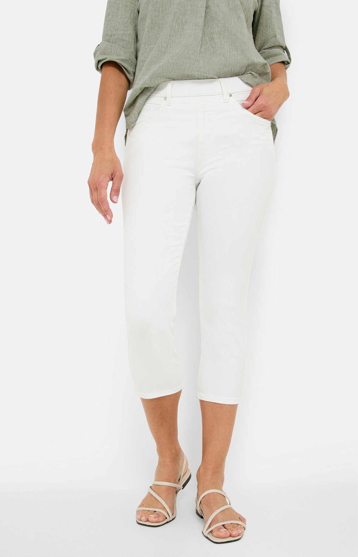 Stretch Capri-Jeggings, weiß