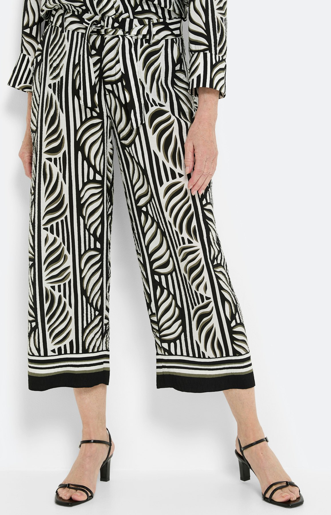 Culotte, set, bladeren print all-over