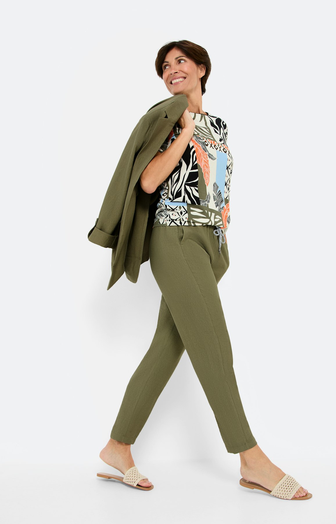 Strukturierte Jogpant, set olive