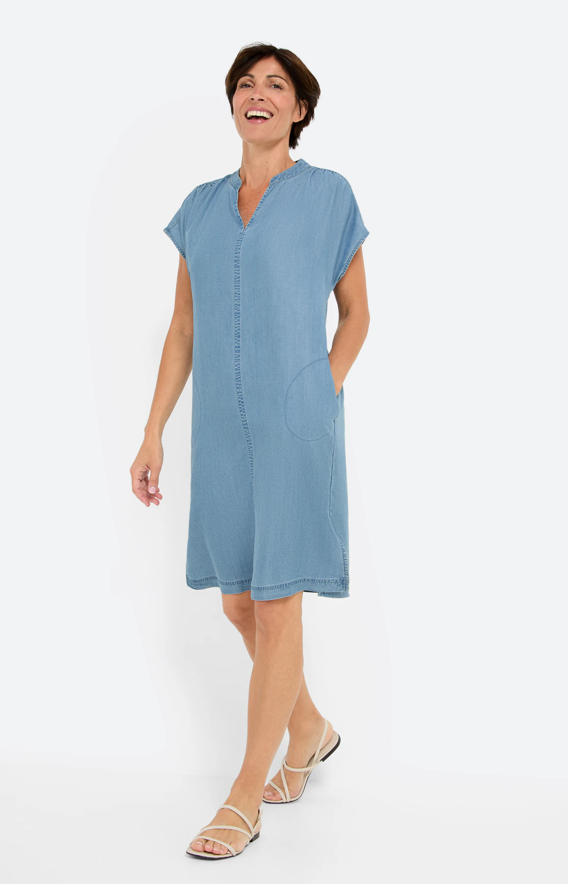 Lyocell- Kleid in Jeansoptik