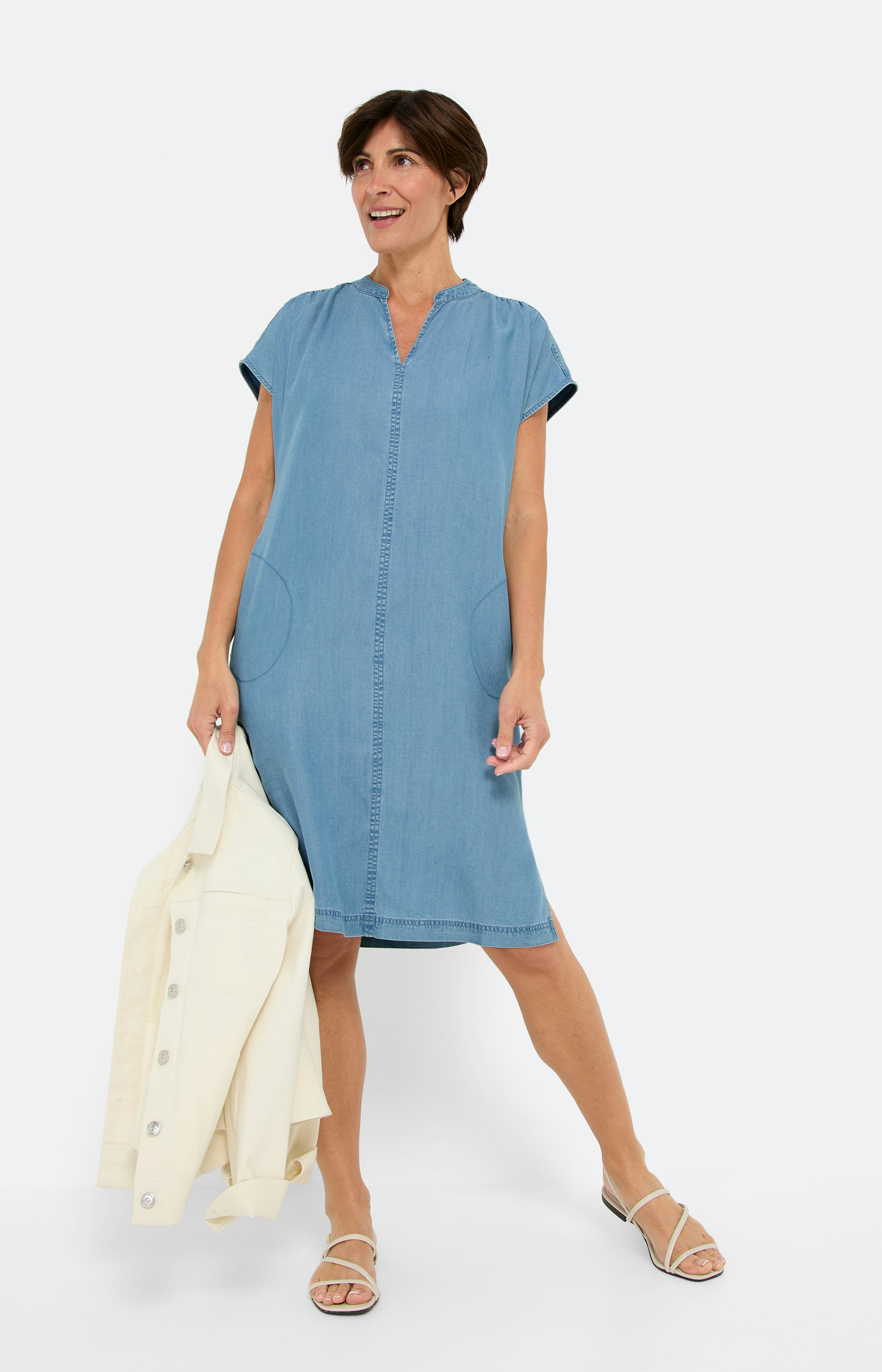 Jurk met korte mouwen in jeans-look van duurzaam Lyocell – Bonita