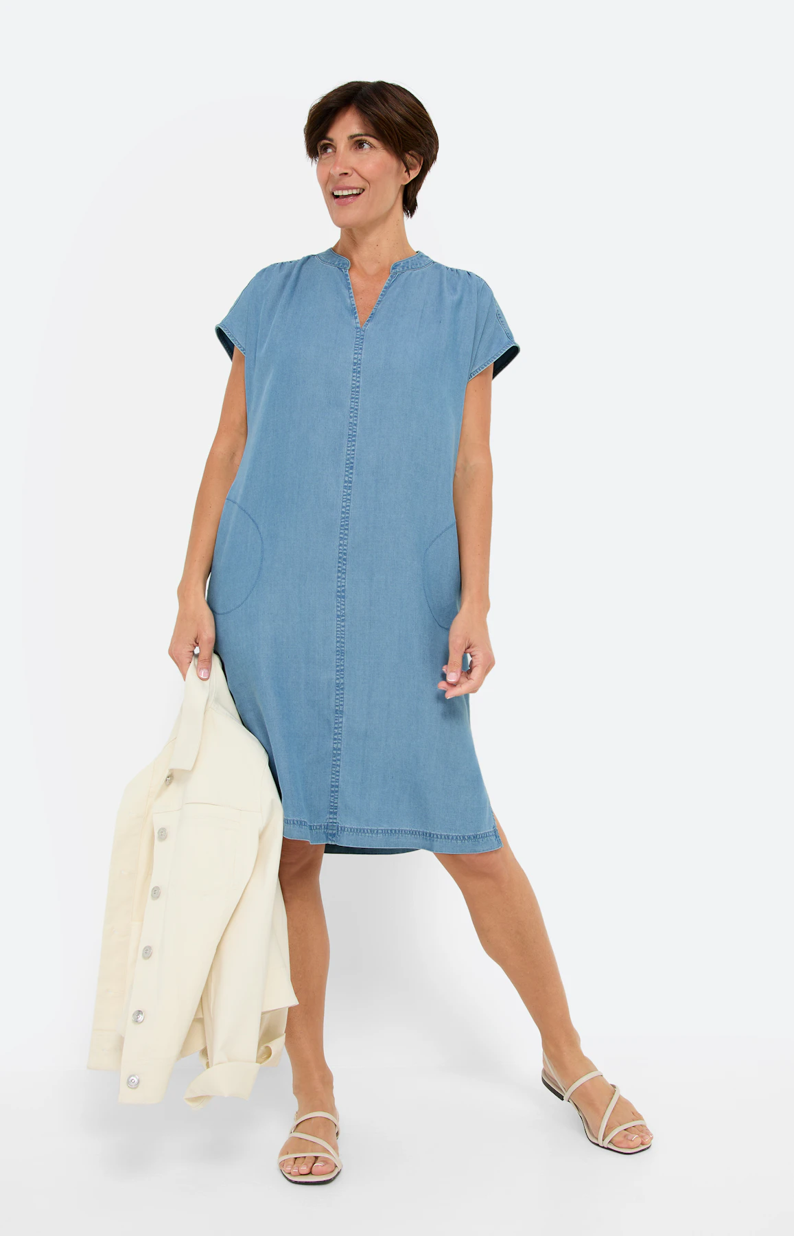 Lyocell- Kleid in Jeansoptik