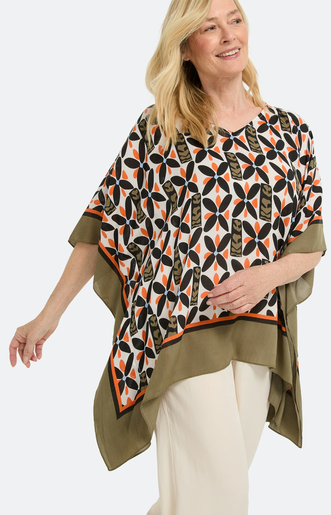 Modal tuniek met print, khaki