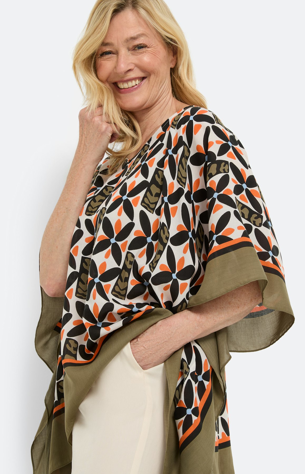 Modal tuniek met print, khaki