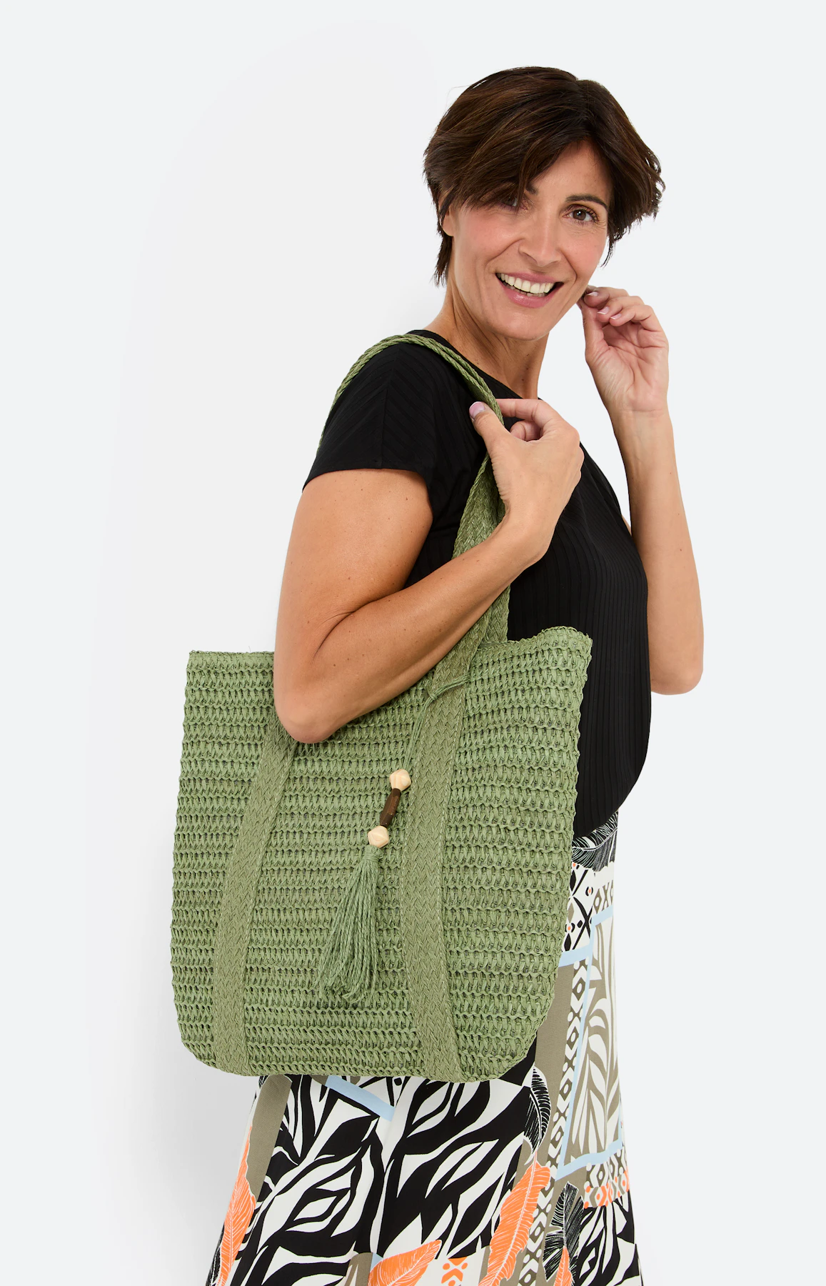 Häkelshopper Tasche, olive