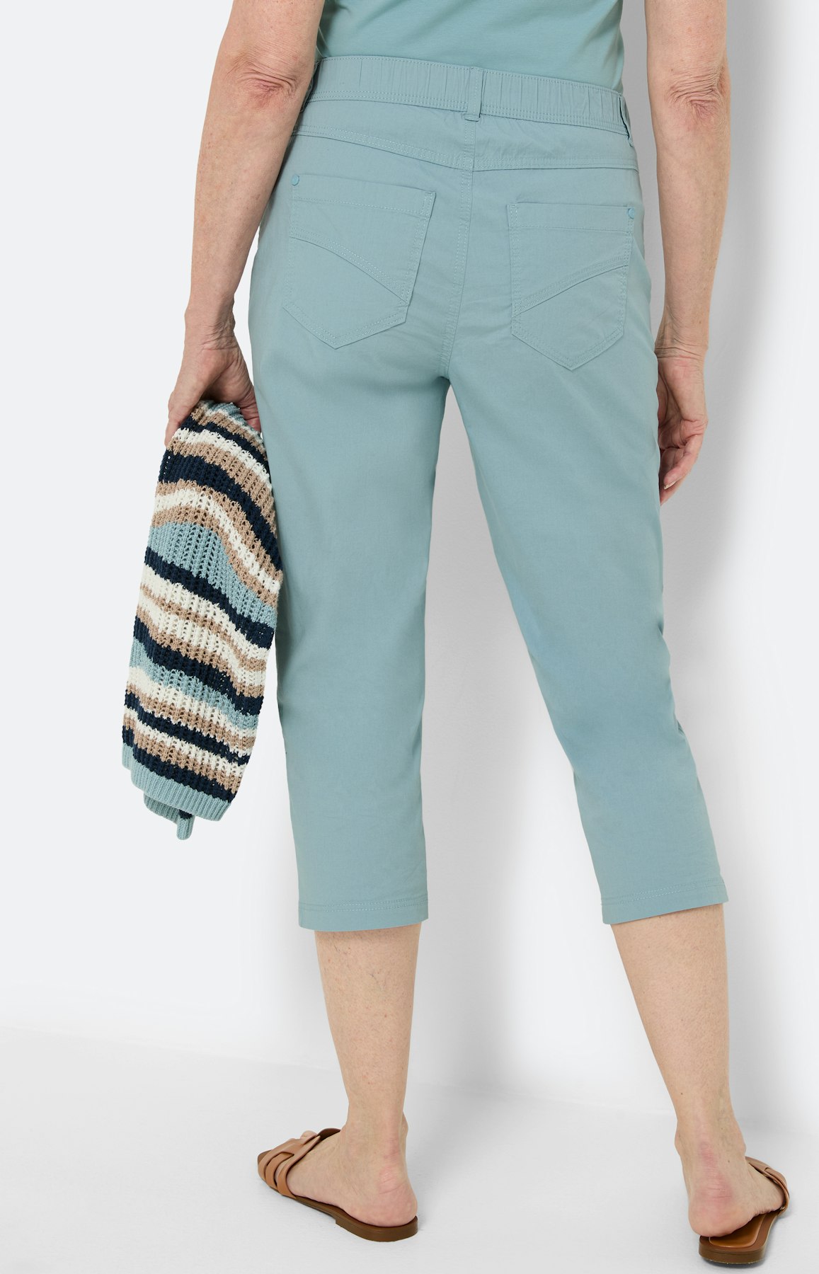 Caprihose aus Papertouch, türkis