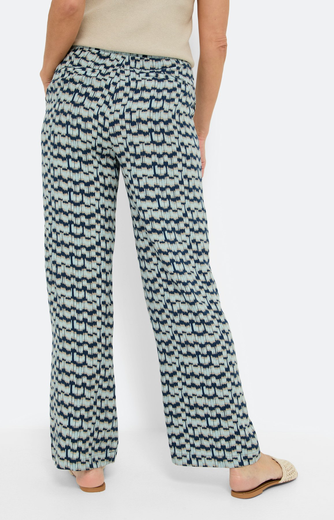 Marlene-broek met print all-over, blauw